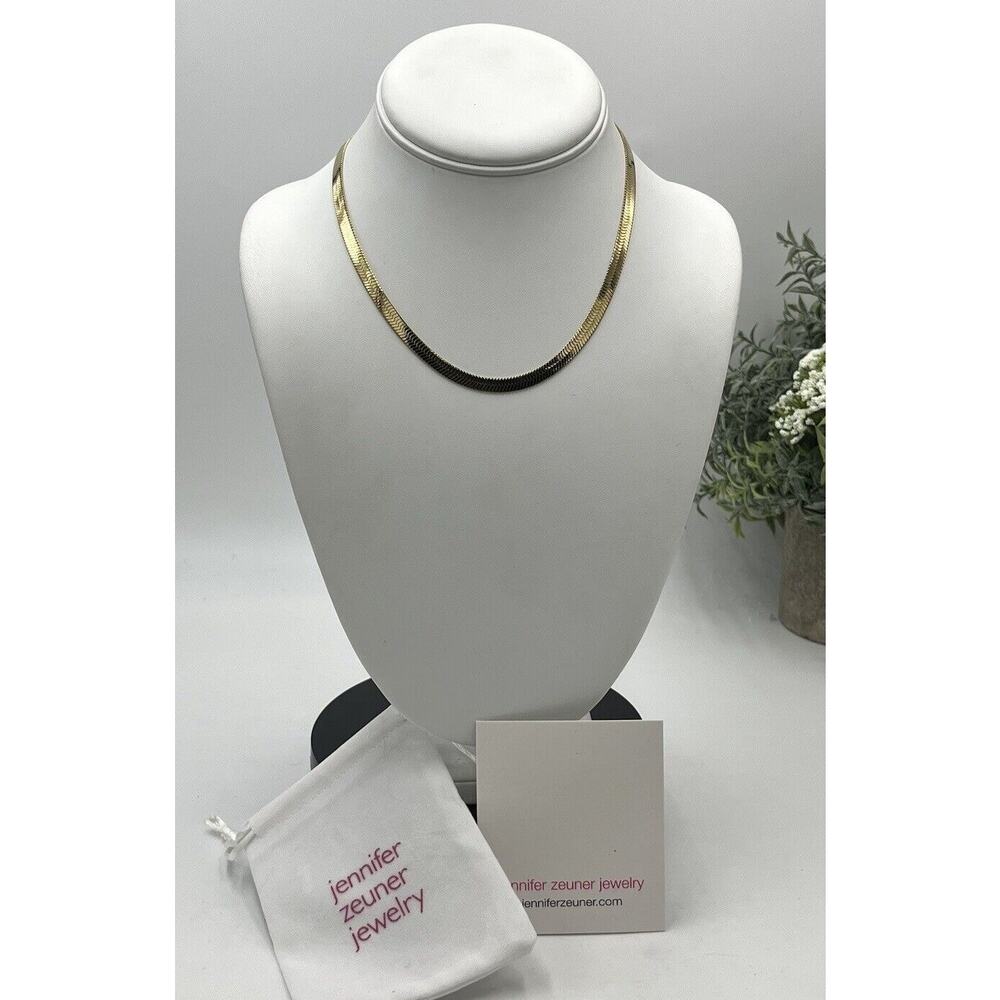 Jennifer Zeuner Karli Yellow Gold Plated‎ Classic Herringbone Necklace New